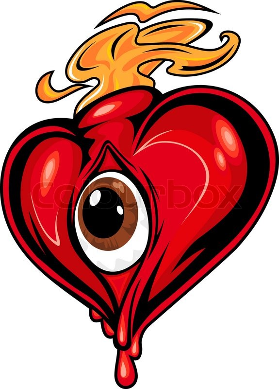 Cartoon red heart with eye for concept Stock vector Colourbox