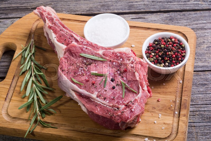Raw Entrecote Steak Of Beef Background Stock Image Colourbox