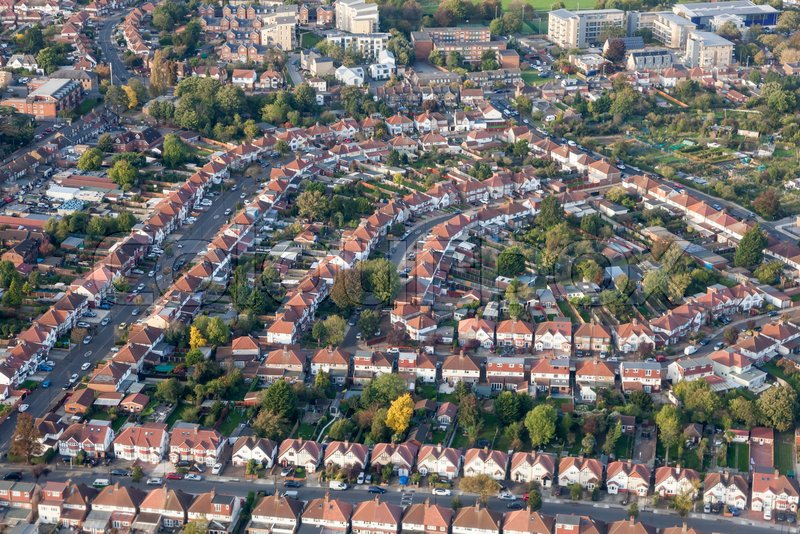 Aerial view of a London suburb at a Stock image Colourbox
