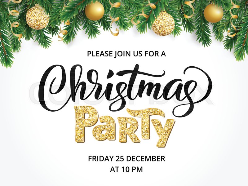 christmas party poster template hand stock vector christmas party poster
