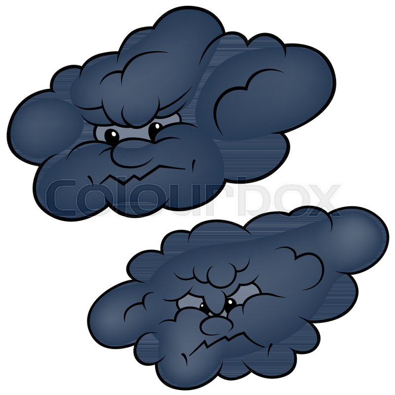 Cartoon Storm Clouds Colored Stock Vector Colourbox
