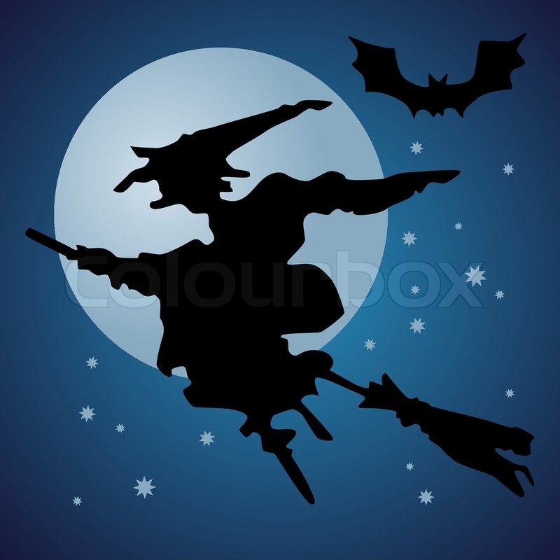 Halloween Hexe Folienballon 128x80cm - Fliegende Hexe Auf Besen Partydeko