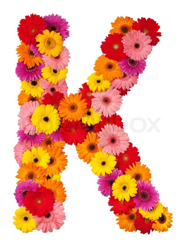 Letter K - flower alphabet isolated on white background | Stock Photo