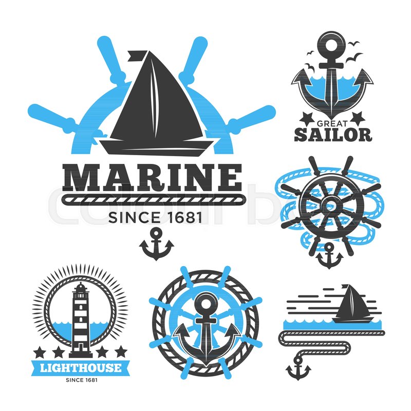 marine and nautical logo templates or stock vector colourbox