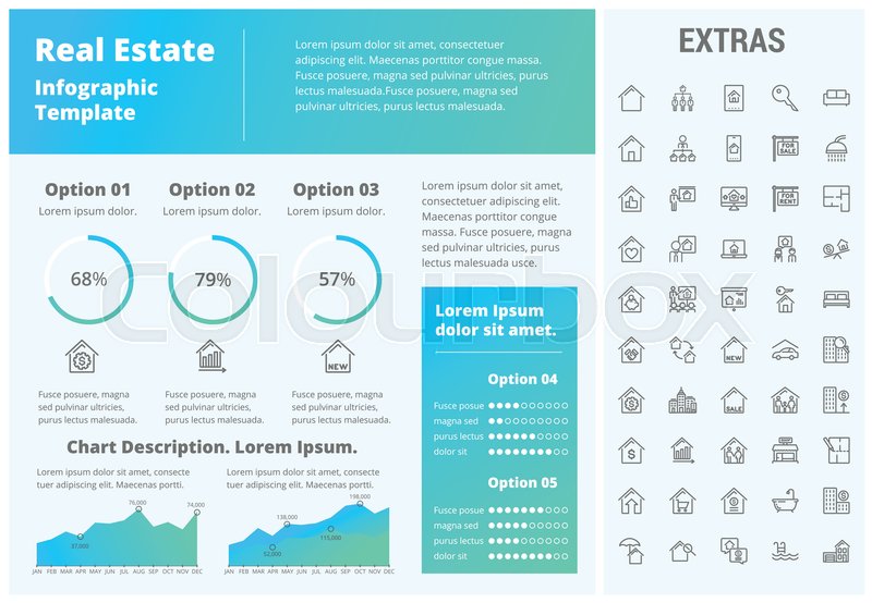 real estate infographic template elements and icons infograph