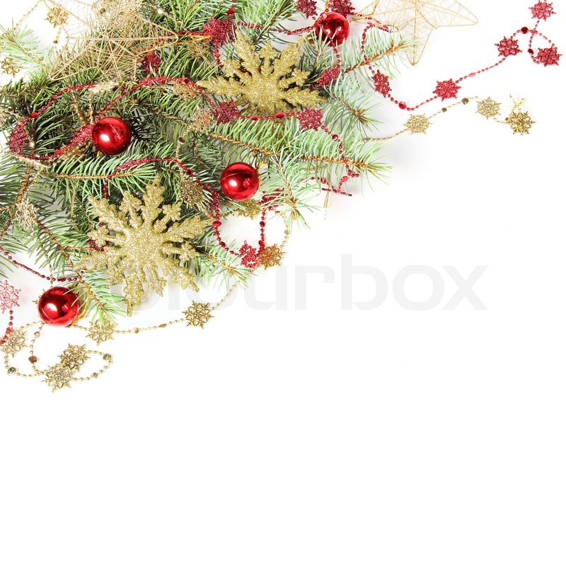 christmas decorations border with snowflakes over white christmas decorations border with snowflakes over white