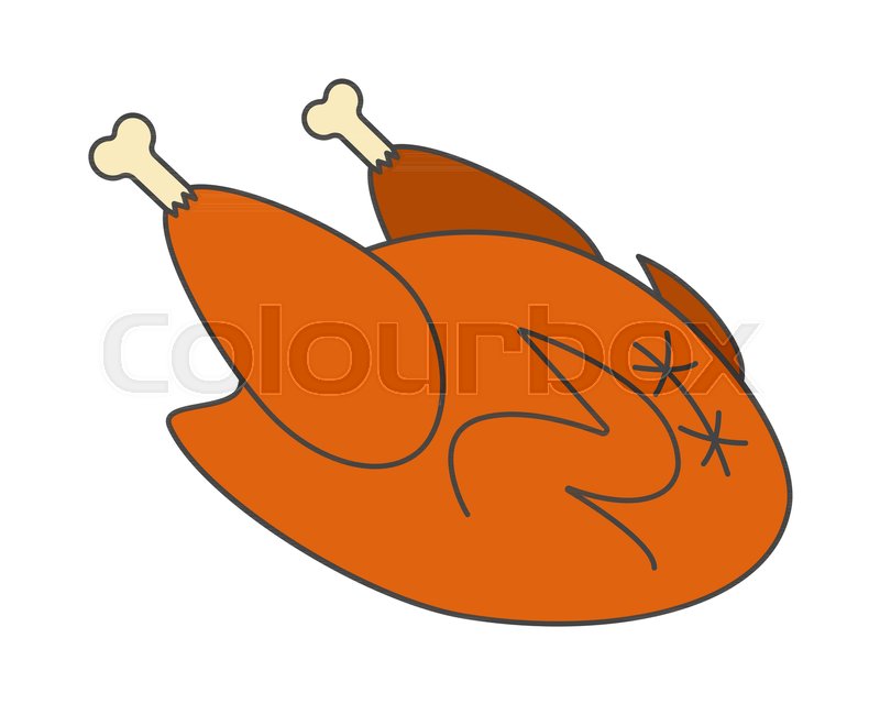 Cooked Turkey Flat Style Vector Icon Stock Vector Colourbox