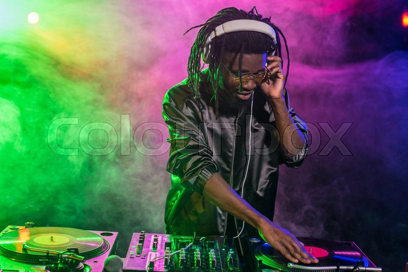 Professional african american DJ in Stock image Colourbox