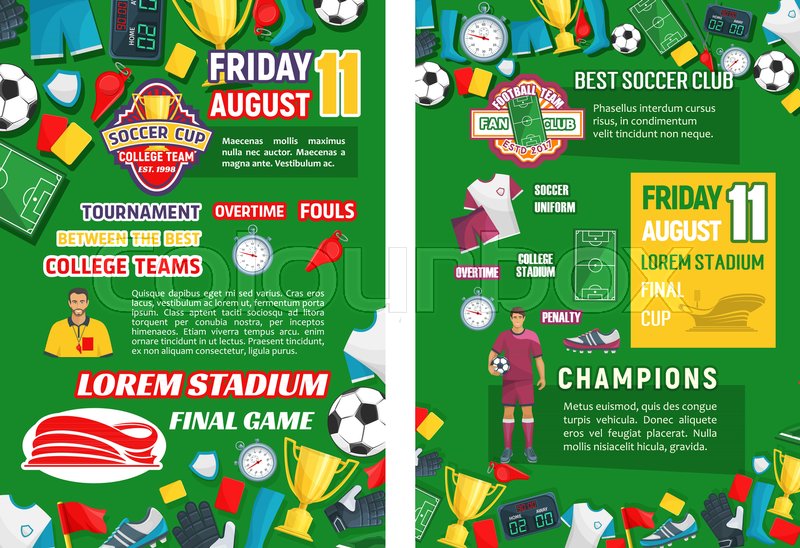 soccer club championship or football college team cup posters for