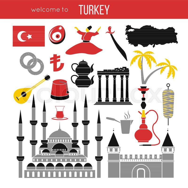 Set of country Turkey culture and traditional symbols ...