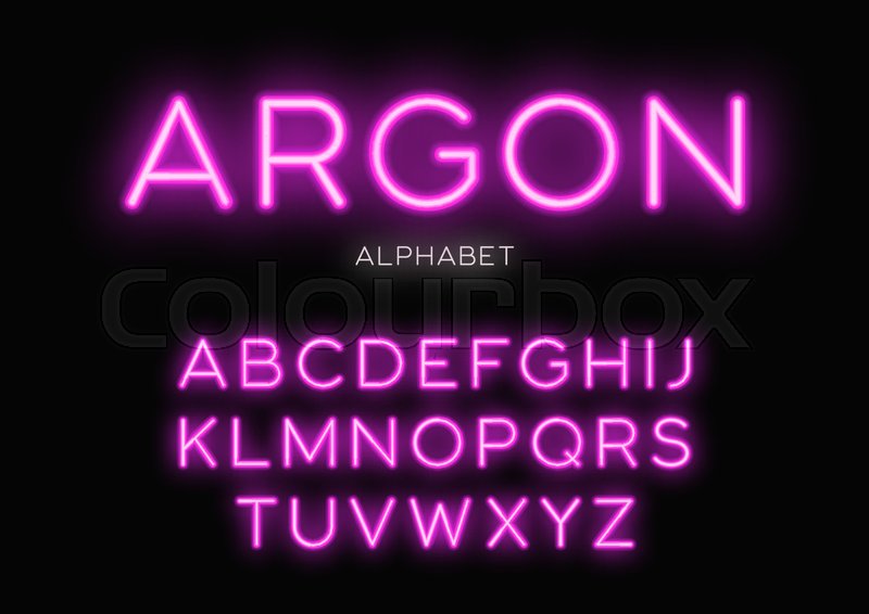 Glowing neon typeface design. Vector Stock vector Colourbox