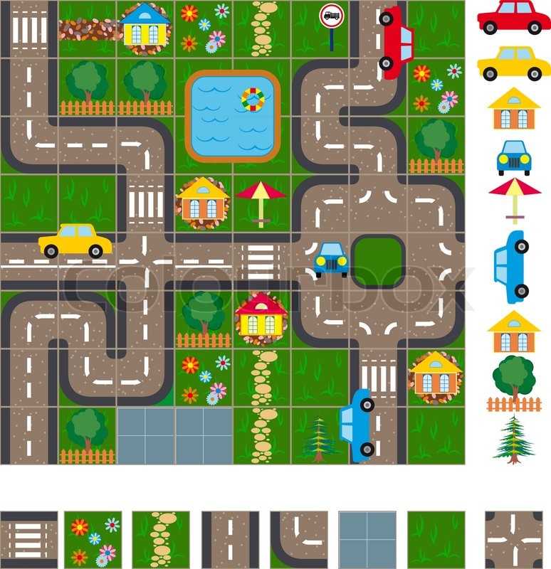 Map Layout Of The Streets Of A Small Town It Is Easy To Edit And Change The Location Map Stock Vector Colourbox