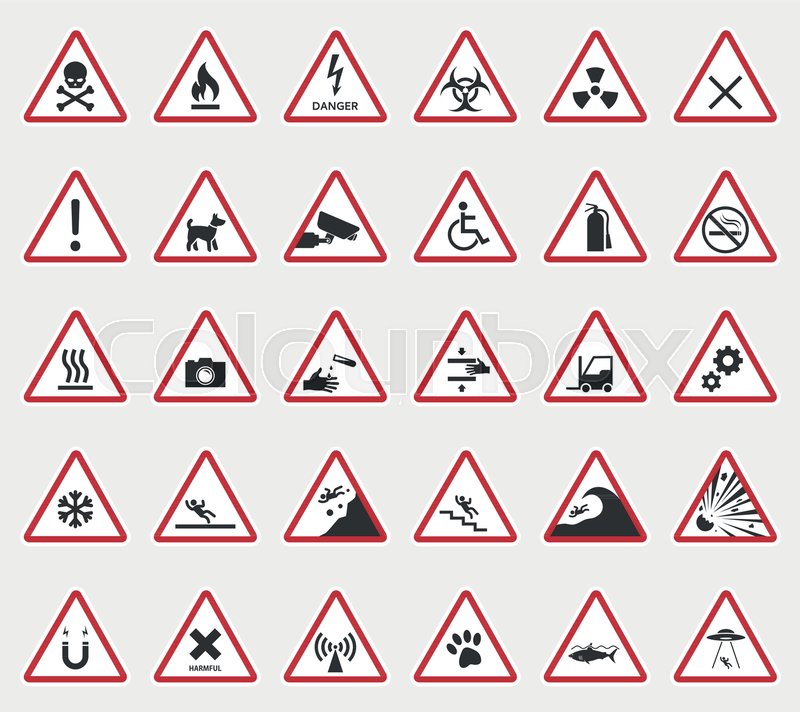 Caution Warning Signs And Icons Stock Vector Colourbox
