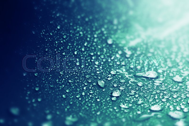 Close Up Rain Water Drops On The Dark Stock Image Colourbox