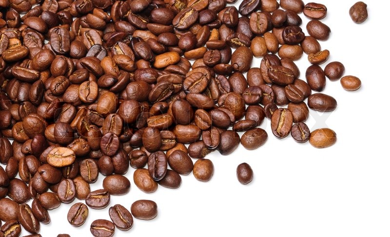 Background In The Form Of A Handful Coffee Beans On White Background In The Form Of A Handful Coffee Beans On White