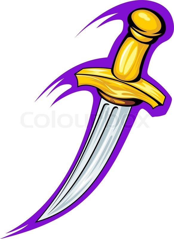 box vector cut sharp dagger tattoo for cartoon design style in Medieval