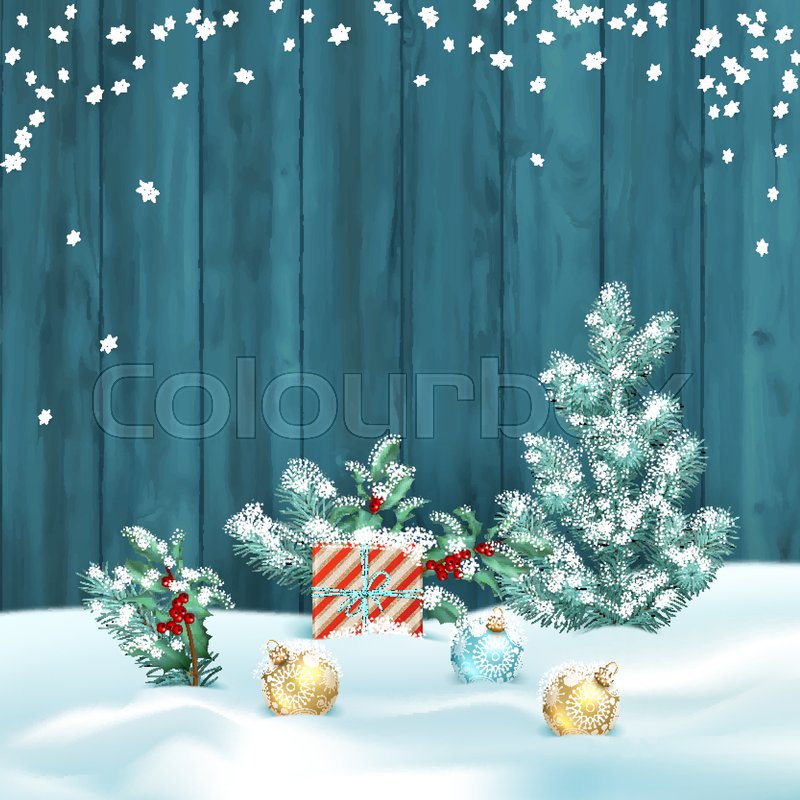 vector christmas winter landscape with frosty christmas tree gifts and decorations on the background of wooden wall stock vector colourbox - Frosty Blue Christmas Decorations vector christmas winter landscape with frosty christmas tree gifts and decorations on the background of wooden wall stock vector colourbox - Frosty Blue Christmas Decorations