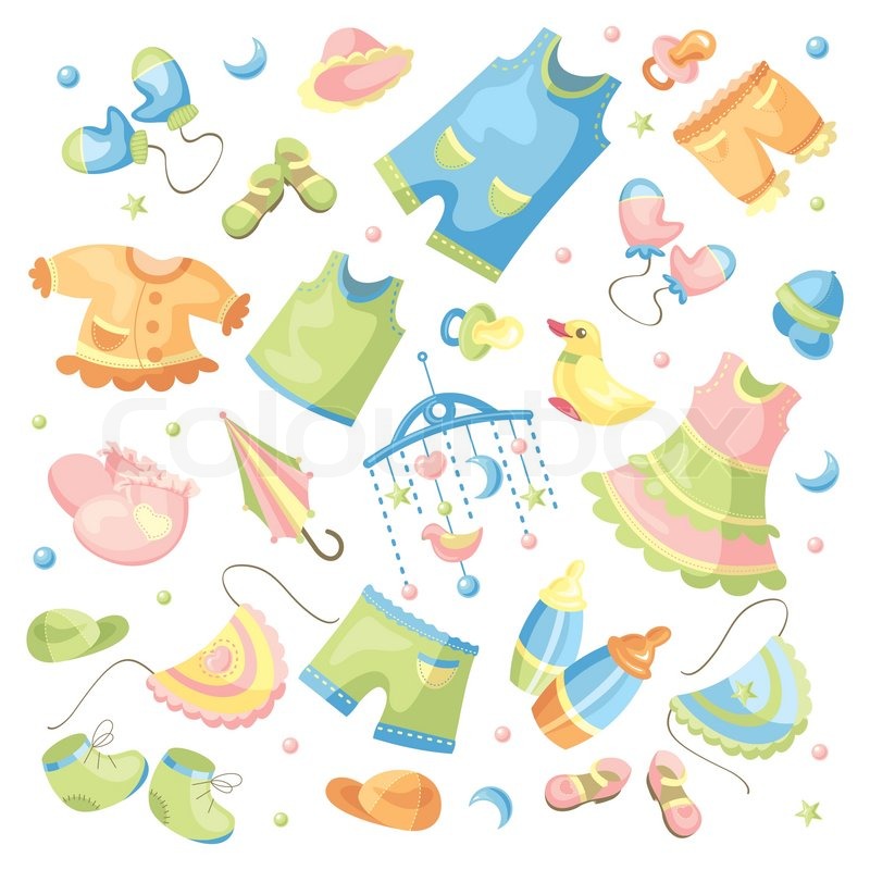 Vector set of baby clothing and accessories | Stock Vector ...