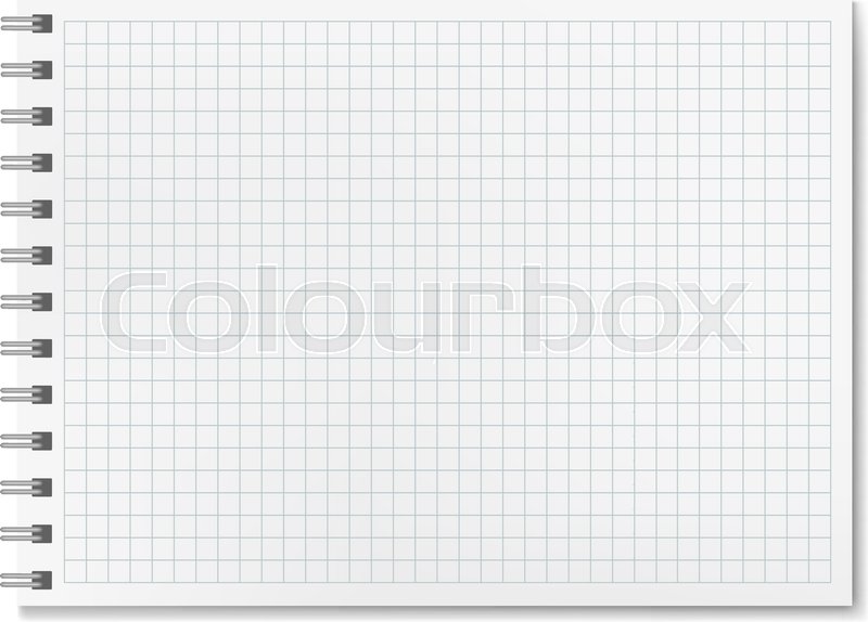 horizontal vector realistic graph ruled notebook notepad with blank graph paper notebook