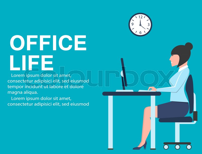 Office Life Banner With Business Woman Stock Vector Colourbox