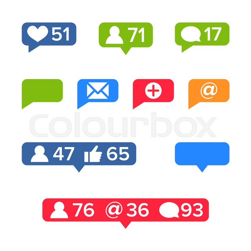 notifications icons template vector social network app symbols of