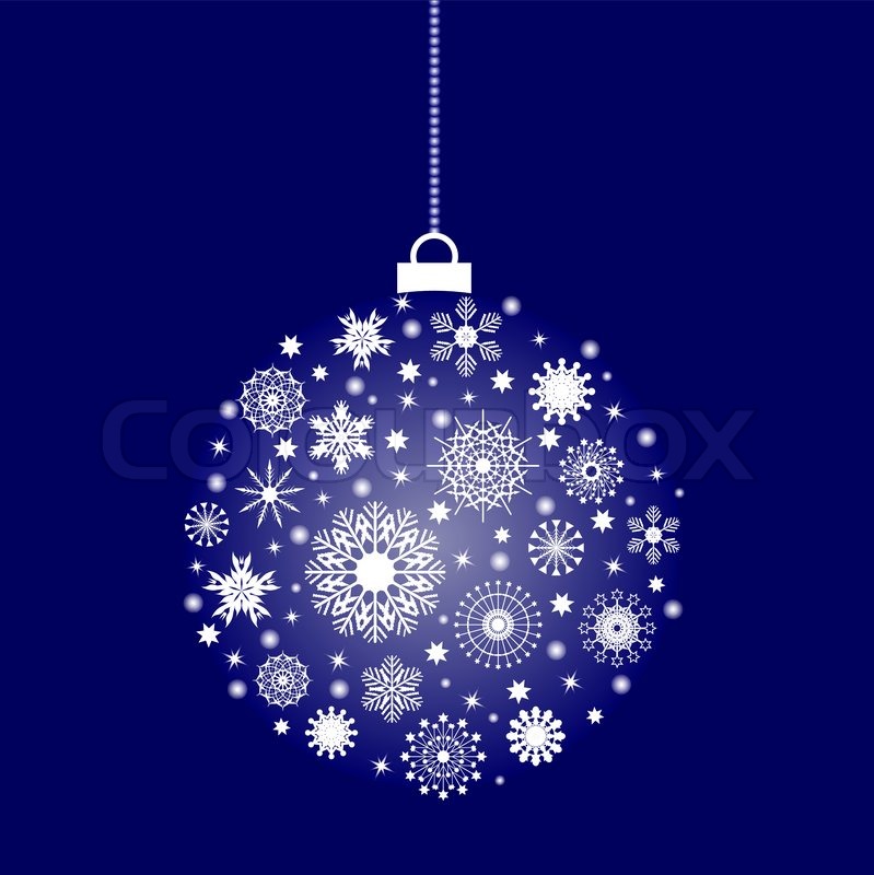 vector ribbon box Stock a Christmas ball with  festive Vector of  flakes lot