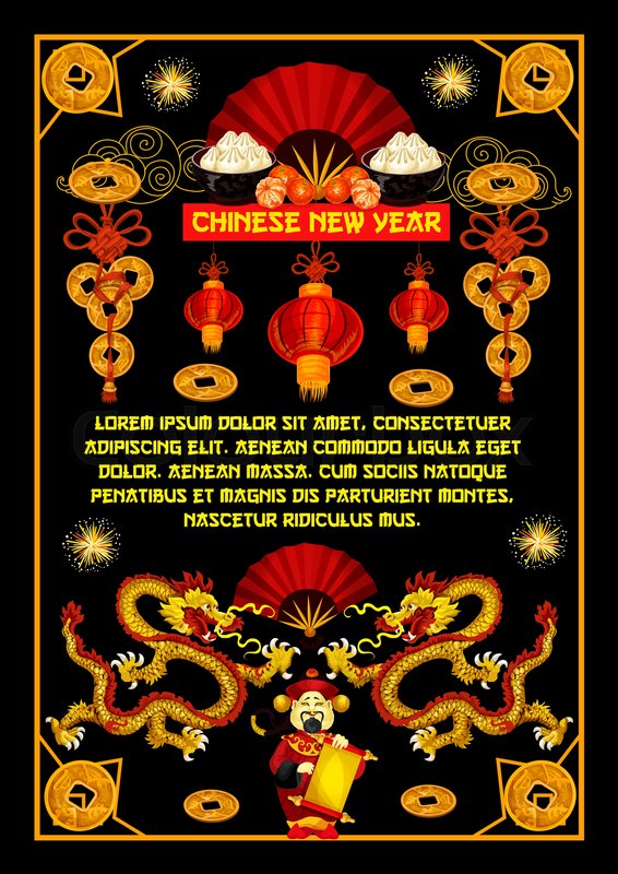 Happy Chinese New Year greeting card | Stock vector | Colourbox