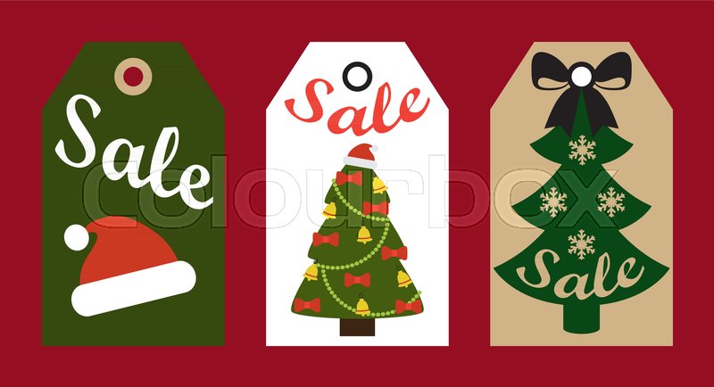 sale promo tags ready to use labels decorated christmas trees and red santa hat promotional advert stickers vector illustrations promo badges stock vector - Decorative Christmas Labels sale promo tags ready to use labels decorated christmas trees and red santa hat promotional advert stickers vector illustrations promo badges stock vector - Decorative Christmas Labels