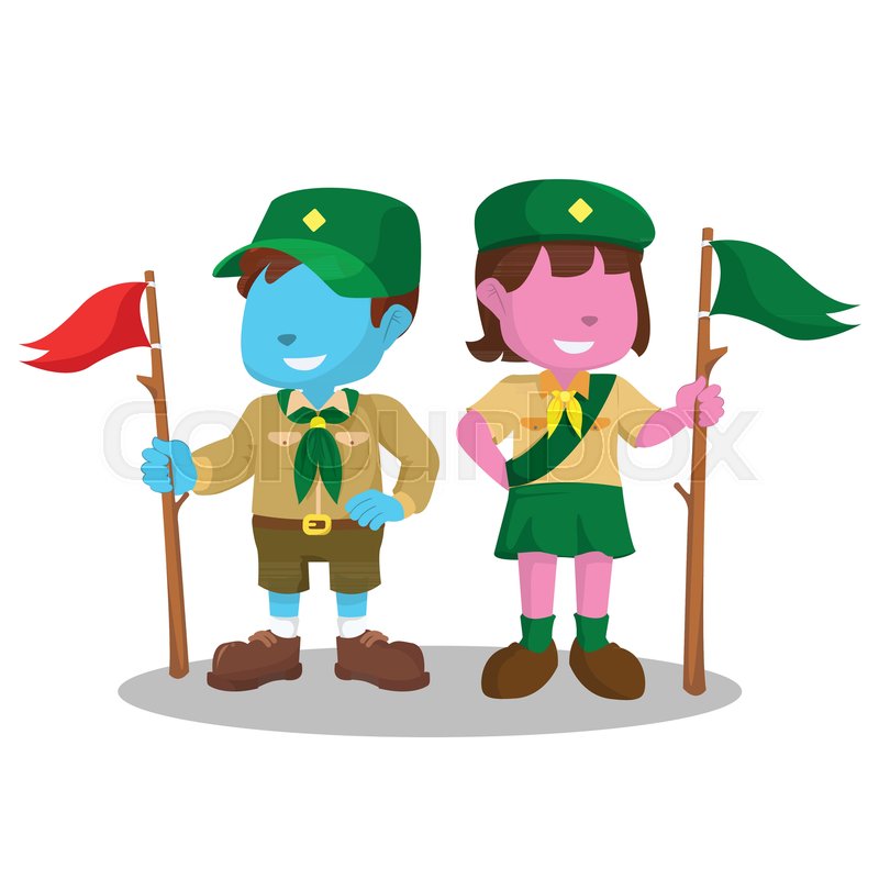 Blue boy scout and pink girl scout Stock vector Colourbox