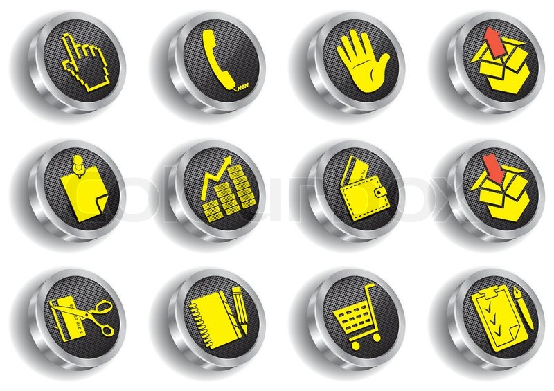 Metal web icon set | Stock vector | Colourbox