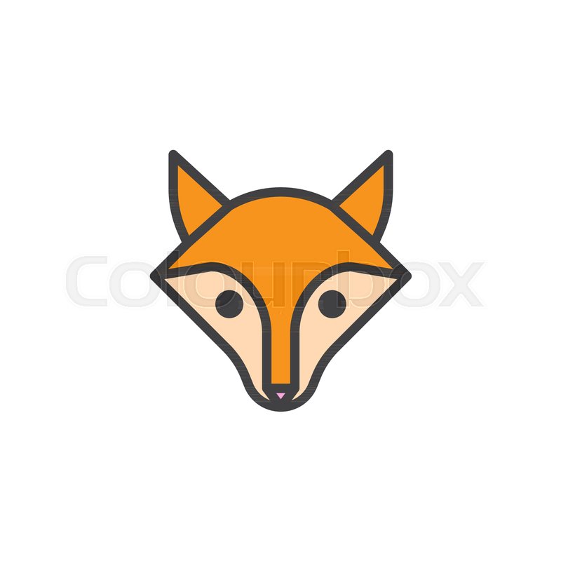 fox head filled outline icon line stock vector colourbox fox outline