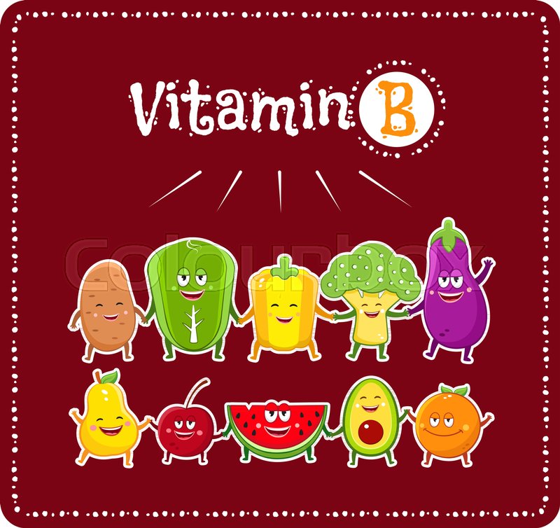 Vitamin B vegetables and fruits. Stock vector Colourbox