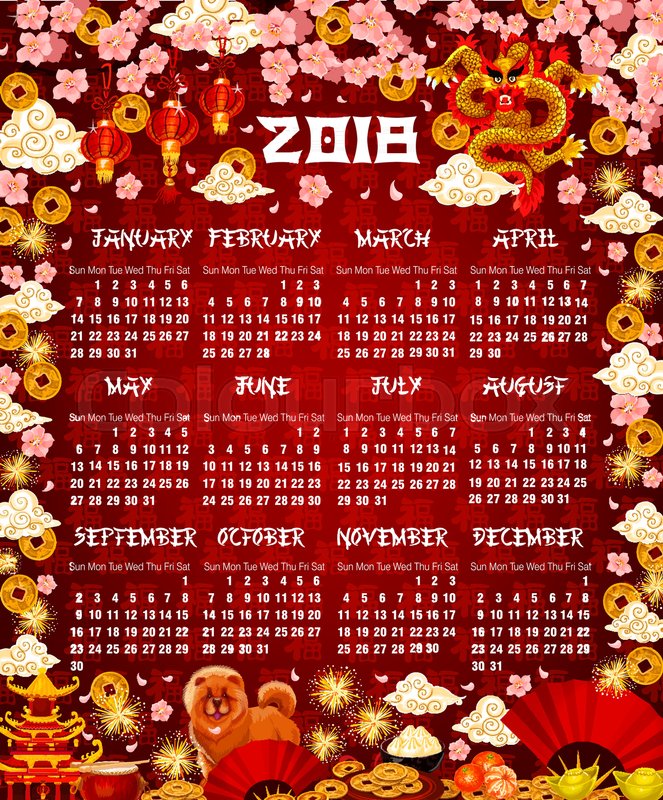 chinese 2018 calendar design of china stock vector colourbox november calendar decorations