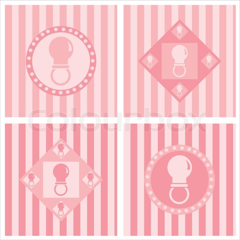 Set Of 4 Cute Pink Baby Pacifiers Stock Vector Colourbox
