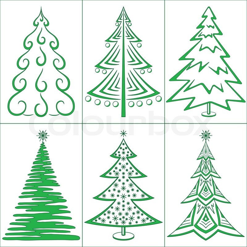 christmas trees winter holiday symbols set isolated christmas trees winter holiday symbols set isolated