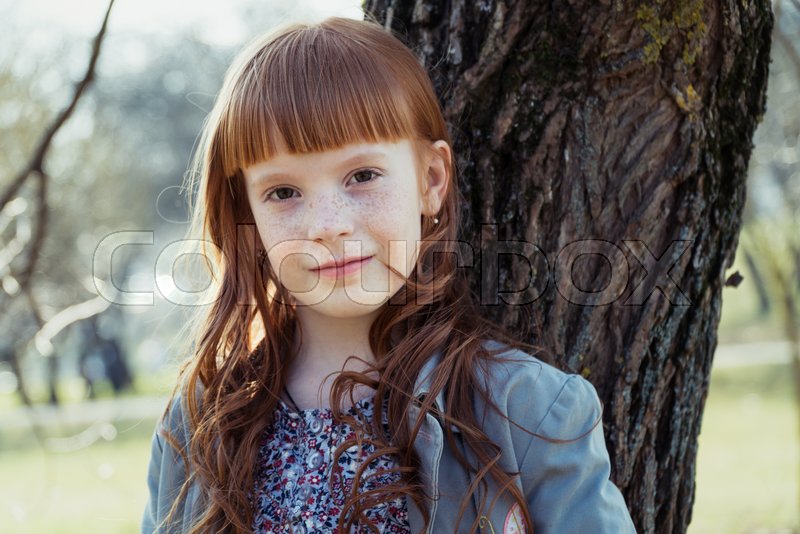 Child Little Girl Face Freckles Stock Image Colourbox