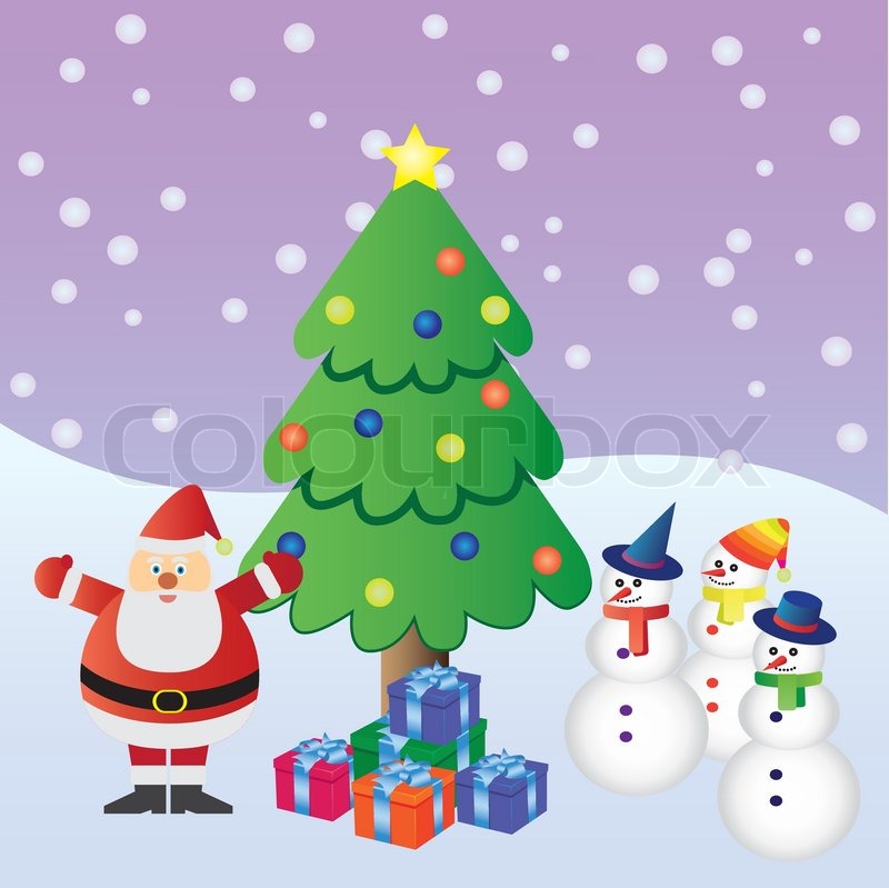 Santa Claus With Presents Near Stock Vector Colourbox