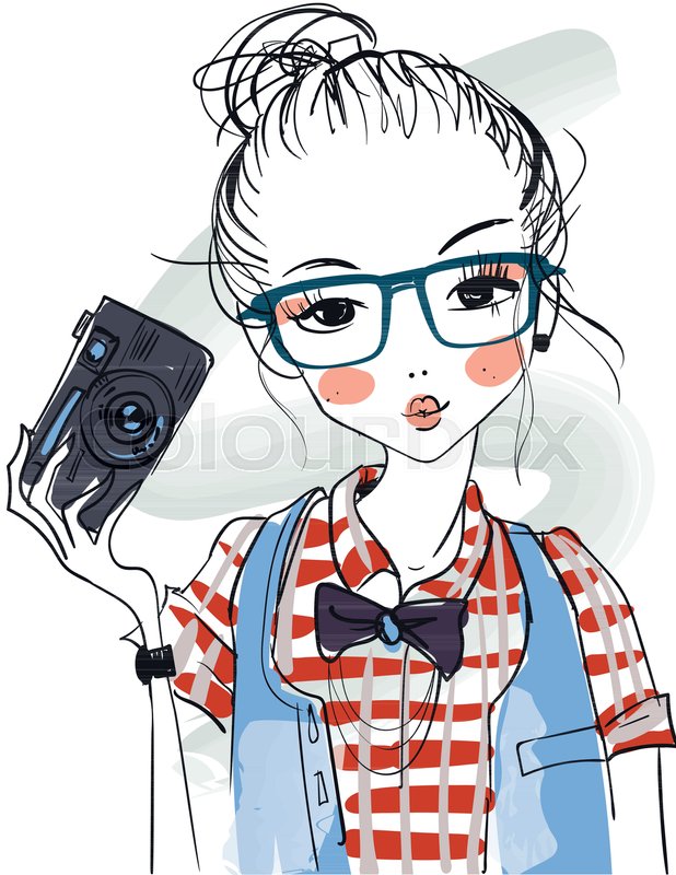 Cute Fashion Cartoon Girls In Sketchy Stock Vector Colourbox