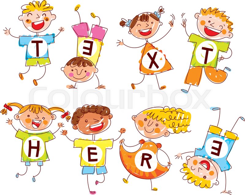 cute happy kids in style of children s drawings funny cartoon