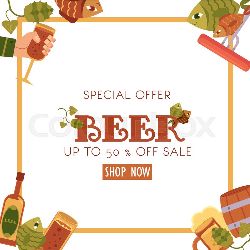 Square Beer Sale Banner Flyer Design Stock Vector Colourbox