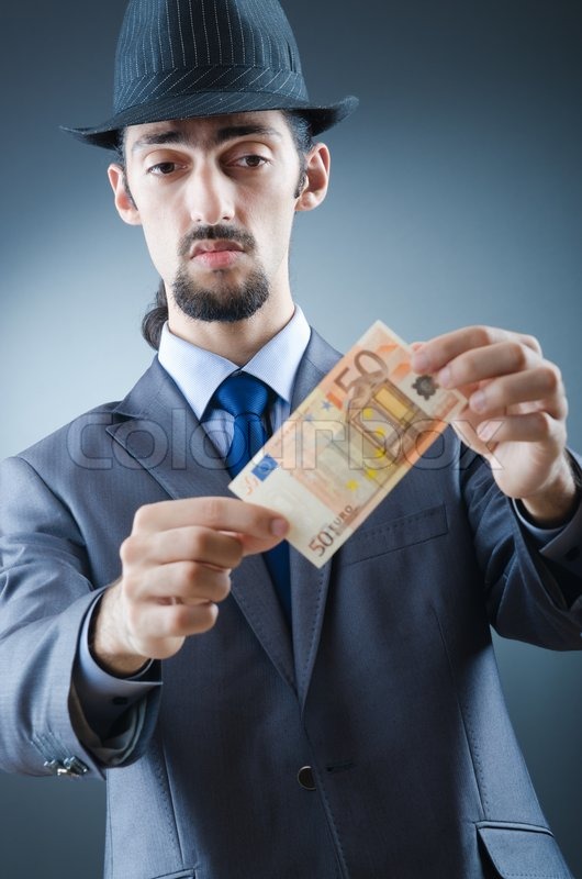 Detective Looking At Fake Money Stock Image Colourbox