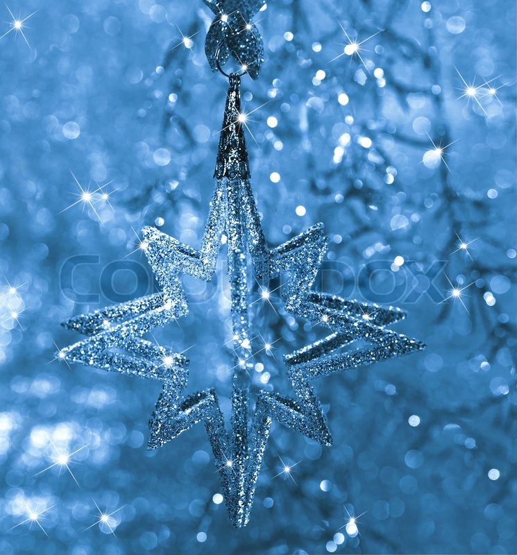 Shiny blue star. christmas decoration  Stock image  Colourbox