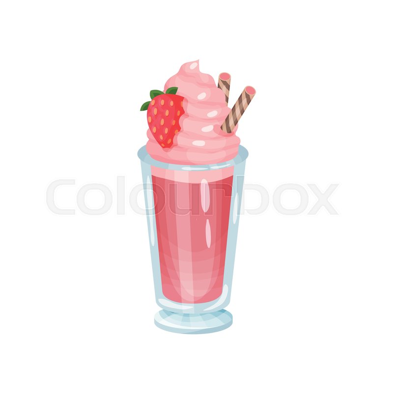 Healthy Fresh Strawberry Smoothie Stock Vector Colourbox