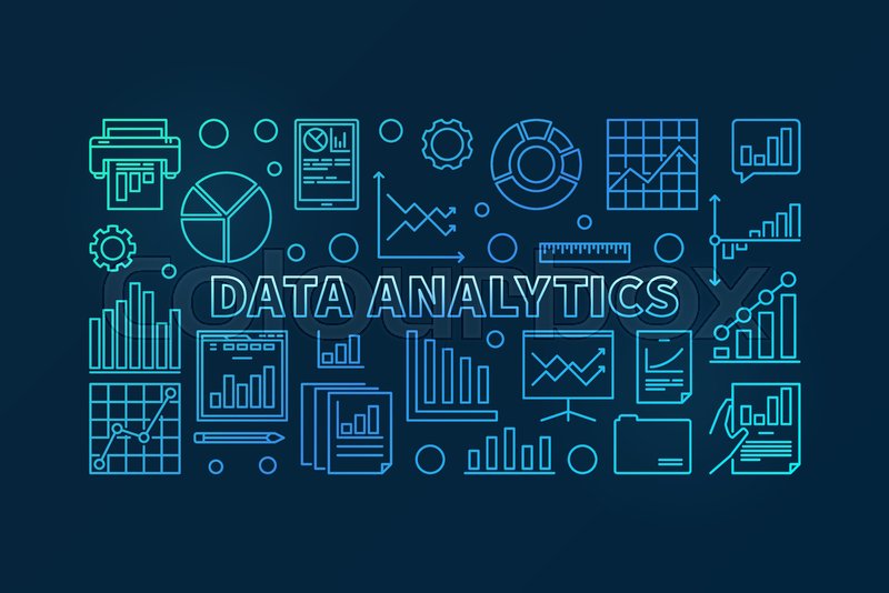 Data analytics concept vector blue illustration | Stock vector | Colourbox