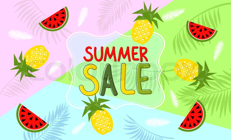Summer Banner With Watermelon And Stock Vector Colourbox