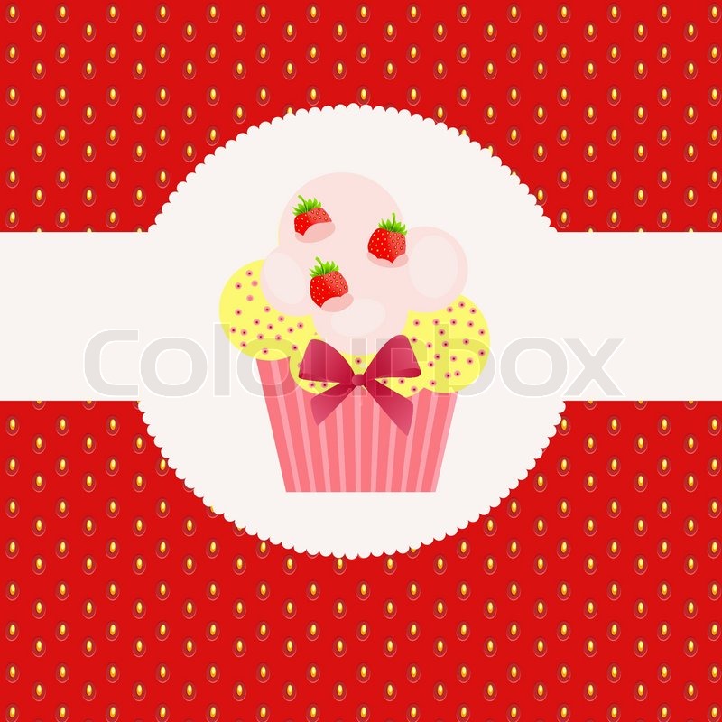 Strawberry cake on strawberry | Stock Vector | Colourbox