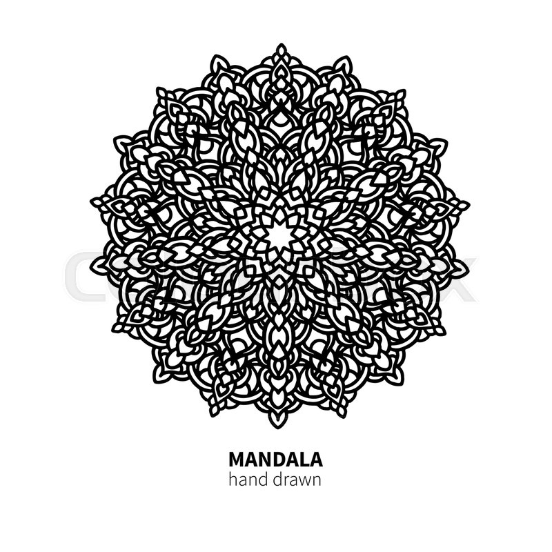 Mandala Flower Vector Drawing Decorative Boho Round Ornament Ethnic Element Great For Adult Coloring Book Antistress Therapy Meditation