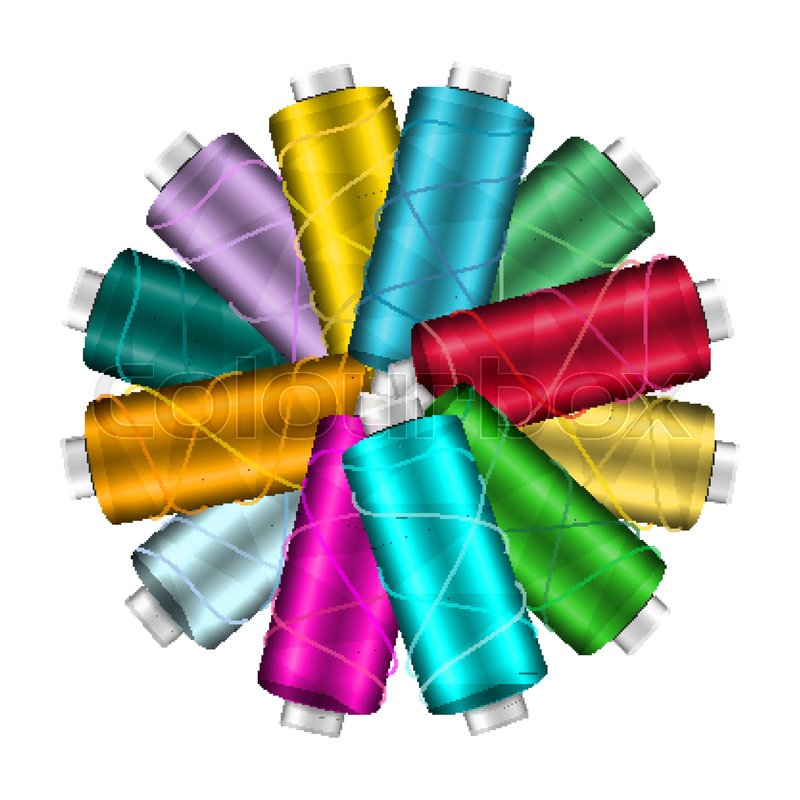 thread spool banner circle border place for text stock vector