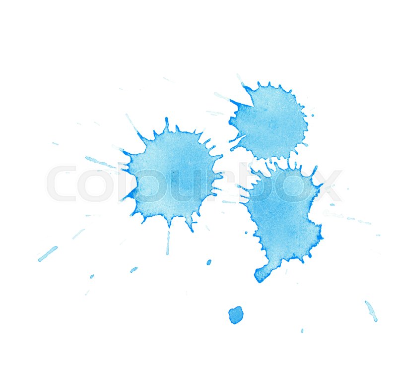 watercolor single color paint drop stain isolated over the white