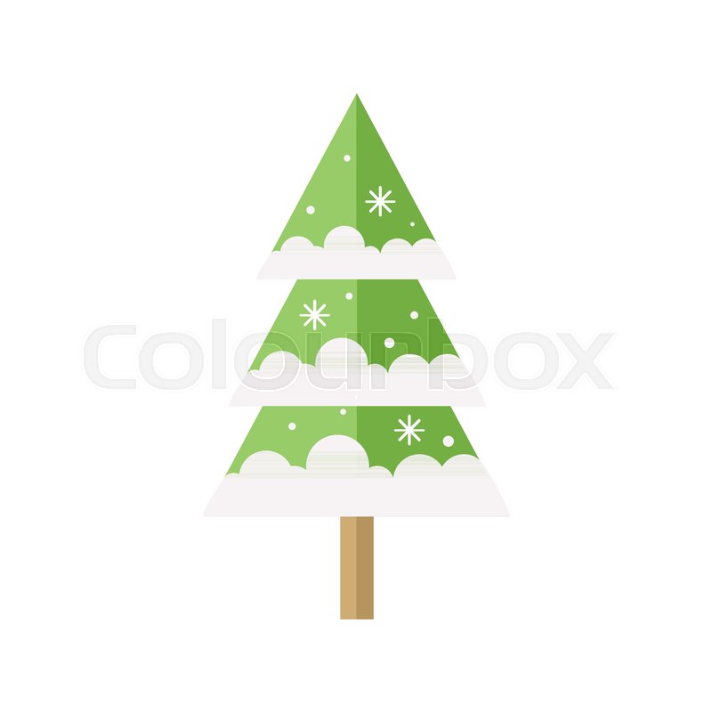 Cartoon Christmas Snowy Tree Vector | Stock vector | Colourbox
